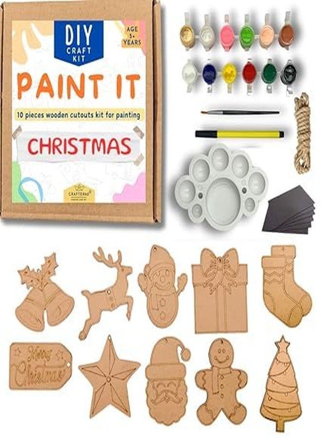 CRAFTER60 DIY Wooden Painting Kit for Kids 5+ - DIY Art & Craft Set with Paints, Brushes & Cutouts - Educational Creative Toy (Christmas) - Image 1